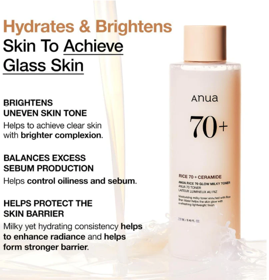 ANUA Rice 70 Glow Milky Toner 250ml – Tonico viso