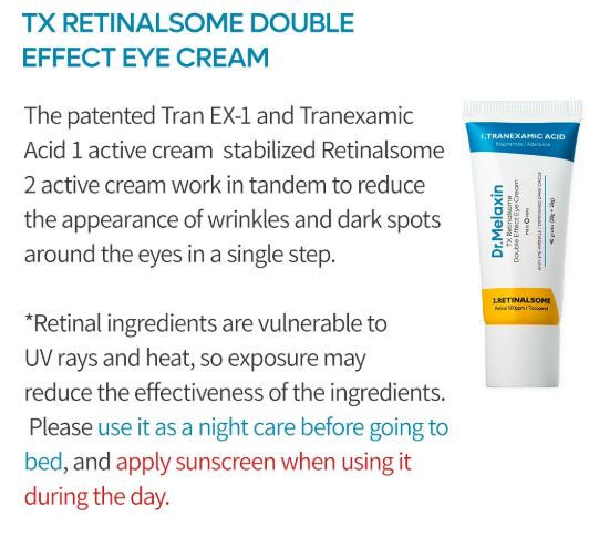 crema occhi per occhiaia DR. MELAXIN TX Retinalsome Double Effect Eye Cream – 40g