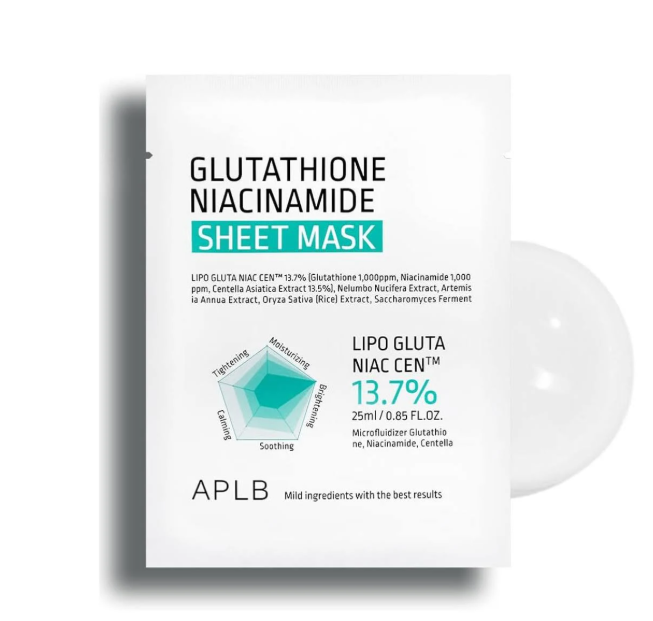 Maschera Idratante e Illuminante in Tessuto con Glutatione e Niacinamide (25ml) APLB