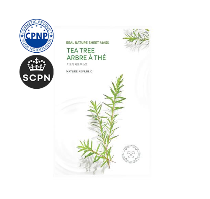 🌿 Nature Republic – Real Nature Sheet Mask Tea Tree 23ml Maschera Viso Purificante e Lenitiva per Pelle Impura e a Tendenza Acneica
