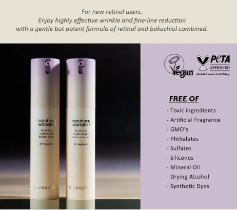 HARUHARU WONDER – Black Rice Night Knight Retinol Serum 20ml | Siero Notte al Retinolo & Bakuchiol