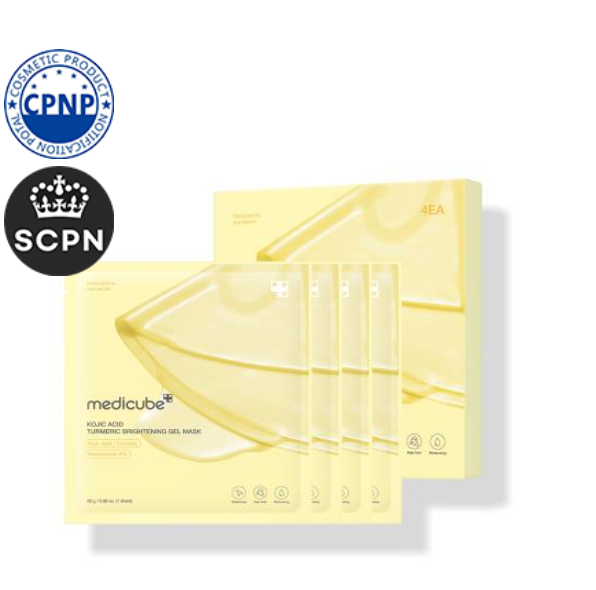 ✨ Medicube – Kojic Acid Turmeric Brightening Gel Mask 4pz Maschera Gel Illuminante Intensiva per Macchie e Tono Irregolare