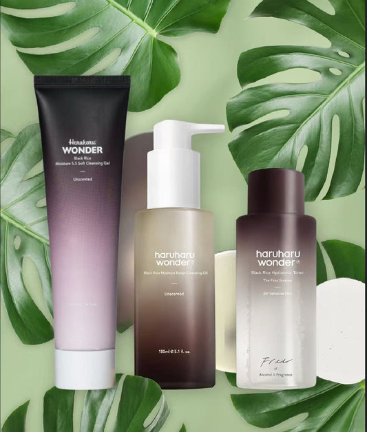 Set Skincare Delicato Haruharu Wonder – Pulizia Profonda e Idratazione con Riso Nero