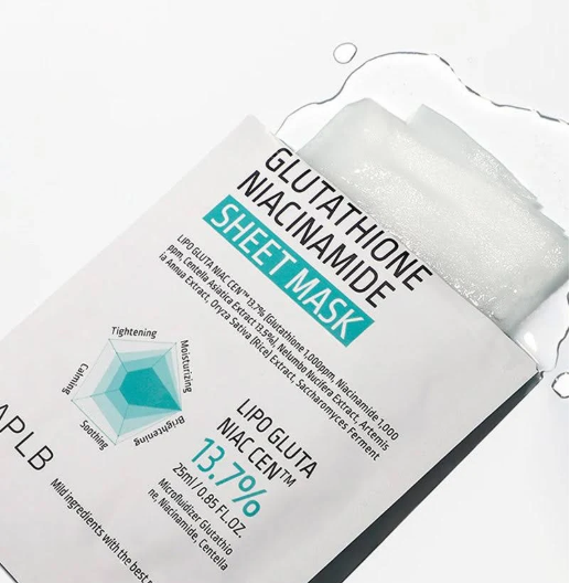 Maschera Idratante e Illuminante in Tessuto con Glutatione e Niacinamide (25ml) APLB