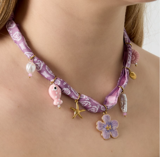 Collana Foulard Charms Lavanda