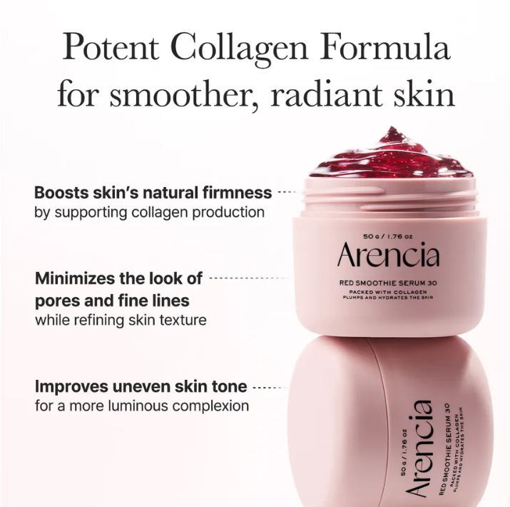 Siero Pori & Illuminante Collagene Rosso 50g Arencia Fresh Red Smoothie Serum