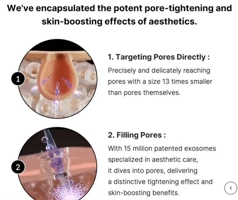 Siero concentrato per  pori dilatati con tecnologia Exosome.Medicube Exosome Shot Pore Ampoule 25000 13ml