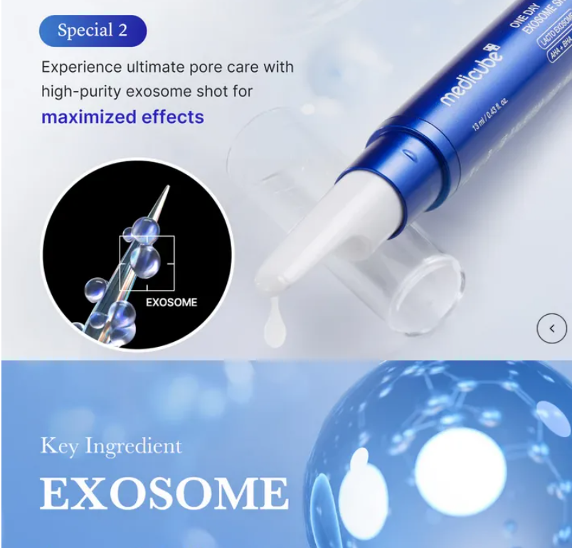 Siero concentrato per  pori dilatati con tecnologia Exosome.Medicube Exosome Shot Pore Ampoule 25000 13ml
