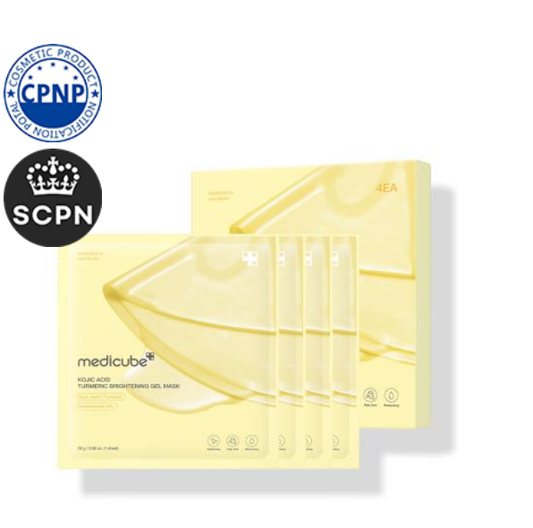 ✨ Medicube – Kojic Acid Turmeric Brightening Gel Mask 4pz  Maschera Gel Illuminante Intensiva per Macchie e Tono Irregolare