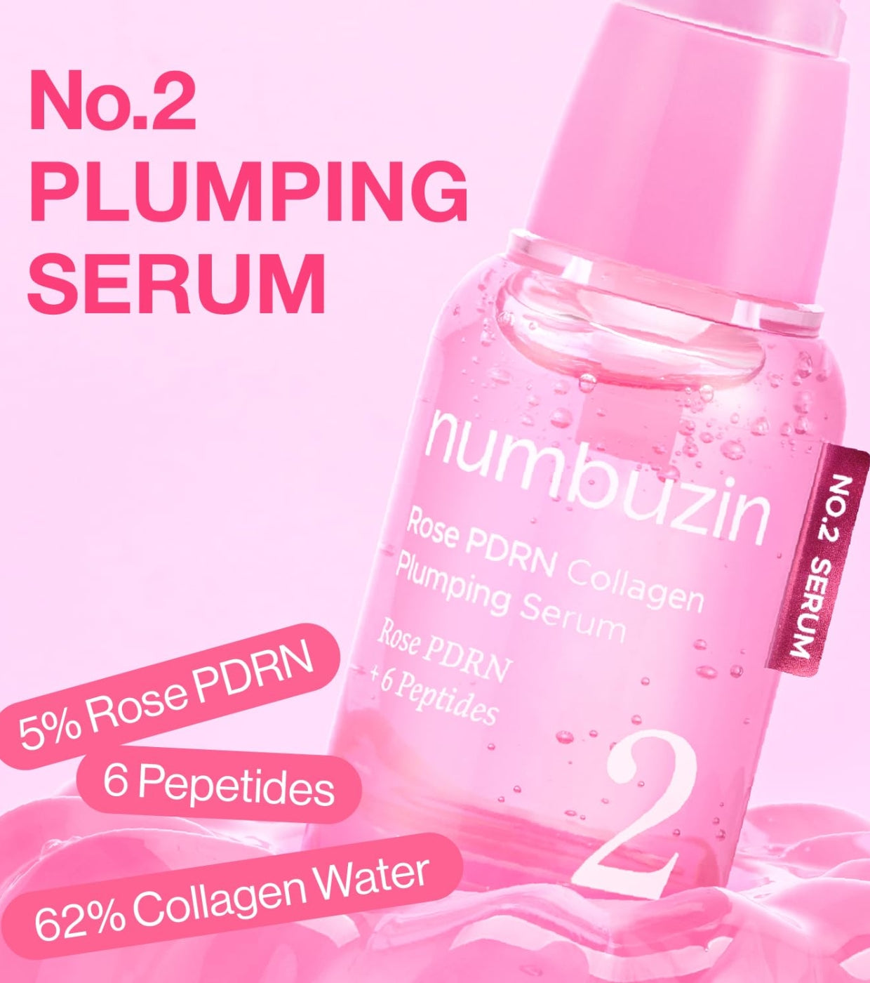 Siero Effetto rimpolpante e pelle luminosa No.2 – Rose PDRN Collagen Plumping Serum 30ml